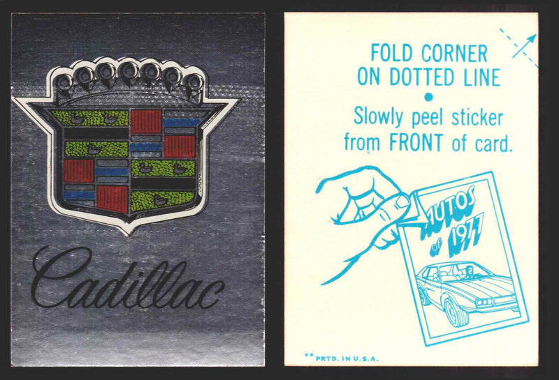1976 Autos of 1977 Vintage Sticker Trading Cards You Pick Singles #1-20 Topps Cadillac  - TvMovieCards.com