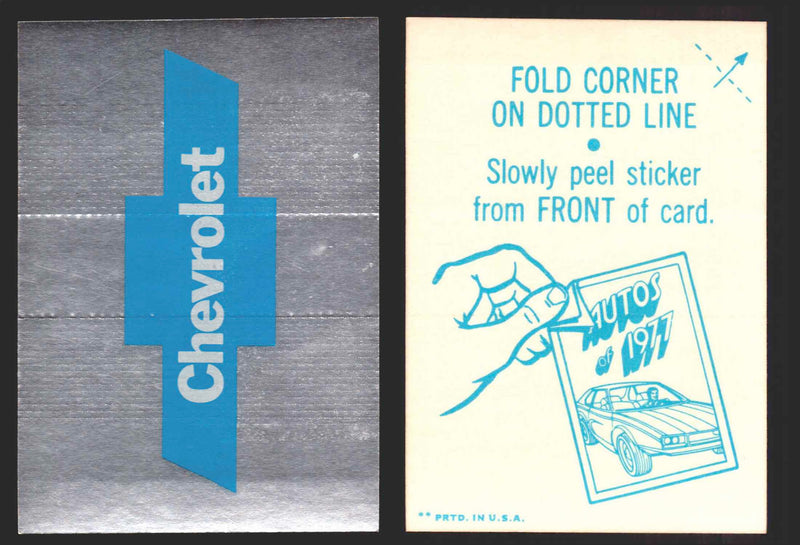 1976 Autos of 1977 Vintage Sticker Trading Cards You Pick Singles #1-20 Topps Chevrolet  - TvMovieCards.com