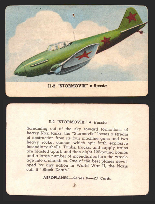 1944 Aeroplanes Series B C D You Pick Single Trading Cards #1-80 Card-O D	18	   Il-2 "Stormovik"                  Russia  - TvMovieCards.com