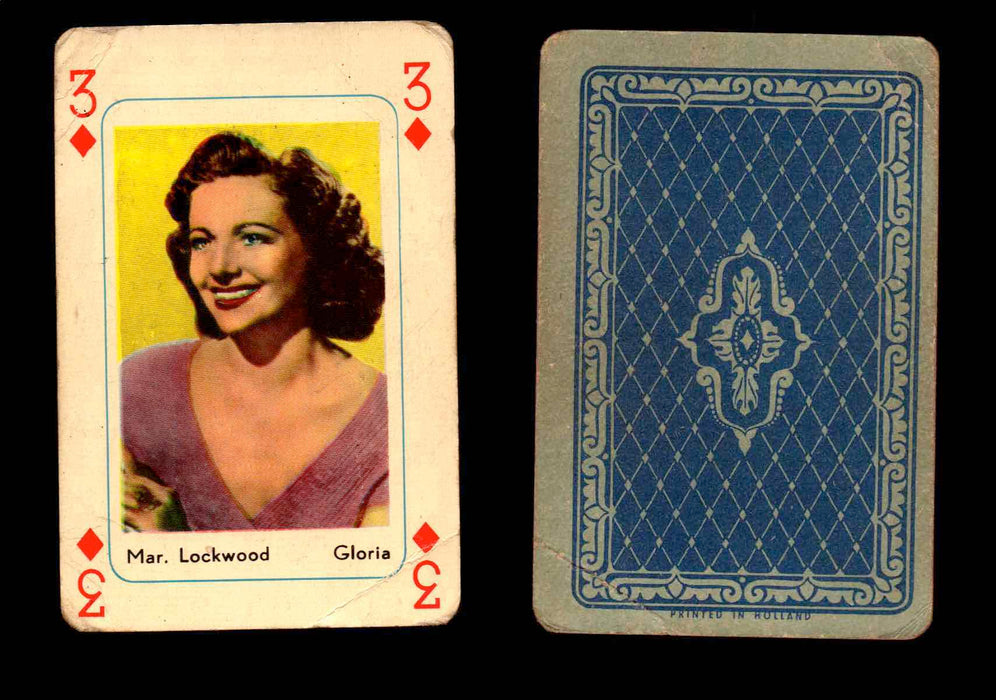 1959 Maple Leaf Hollywood Movie Stars Playing Cards You Pick Singles 3 - Diamond - Mar. Lockwood  - TvMovieCards.com