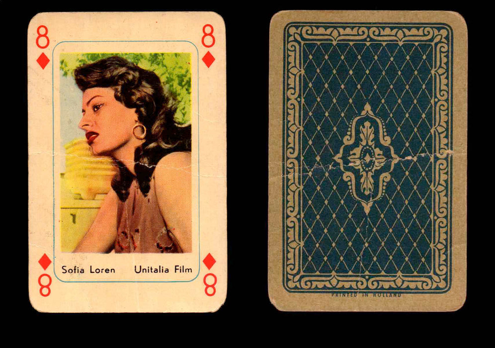 1959 Maple Leaf Hollywood Movie Stars Playing Cards You Pick Singles 8 - Diamond - Sofia Loren  - TvMovieCards.com