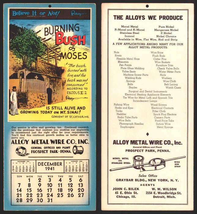 Ripley's Believe It or Not Facts Foldout Advertising Calendar 1933 - 1942 You Pi December	1941  - TvMovieCards.com