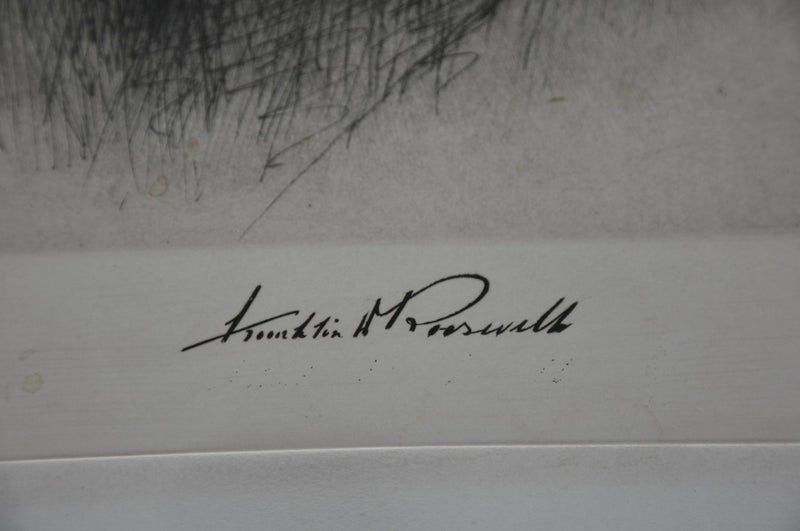 FDR Franklin D. Roosevelt Portrait with Signature Etching Print 1933 WM Stevens   - TvMovieCards.com