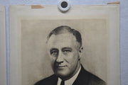 FDR Franklin D. Roosevelt Portrait with Signature Etching Print 1933 WM Stevens   - TvMovieCards.com