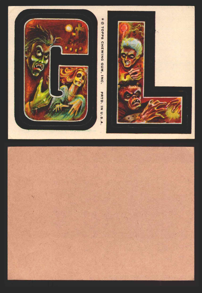 1973-74 Monster Initials Vintage Sticker Trading Cards You Pick Singles #1-#132 G L  - TvMovieCards.com