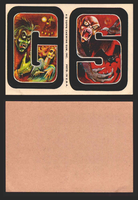 1973-74 Monster Initials Vintage Sticker Trading Cards You Pick Singles #1-#132 G S  - TvMovieCards.com