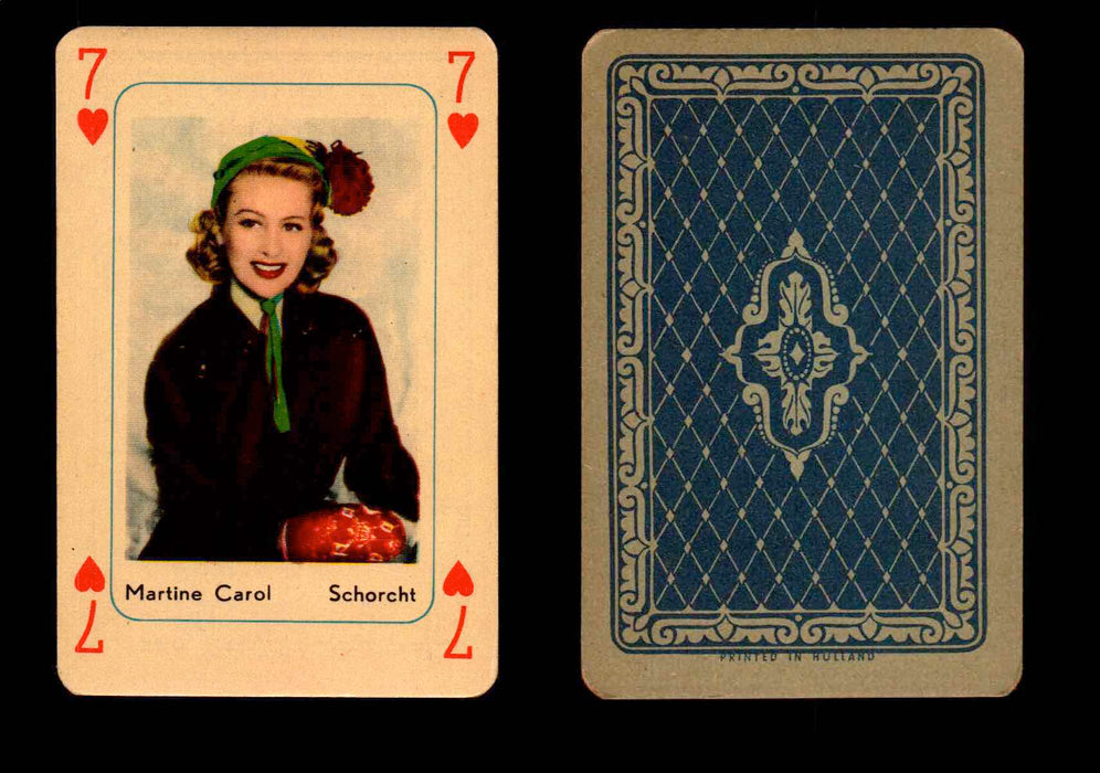 1959 Maple Leaf Hollywood Movie Stars Playing Cards You Pick Singles 7 - Heart - Martine Carol  - TvMovieCards.com