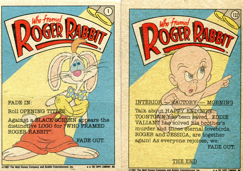 Who Framed Roger Rabbit? Movie Vintage Card Set 132 Cards Topps 1987   - TvMovieCards.com