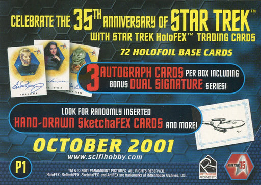 Star Trek 35th Anniversary HoloFEX Promo Card P1 Rittenhouse 2001   - TvMovieCards.com