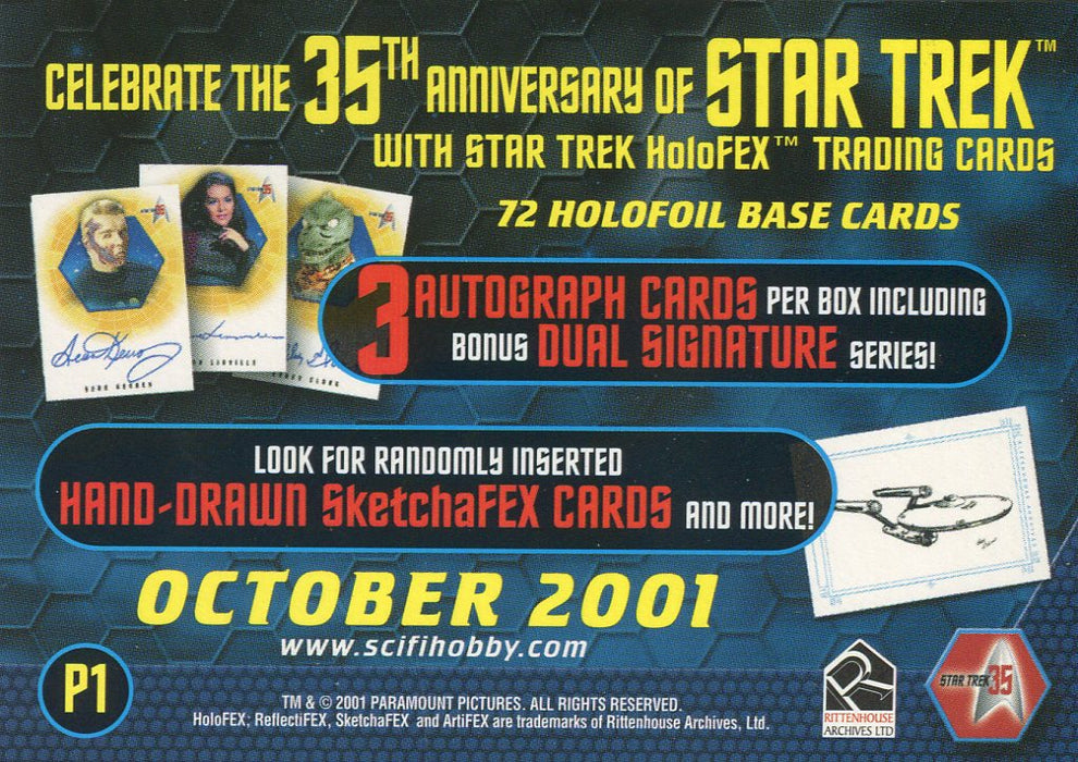 Star Trek 35th Anniversary HoloFEX Promo Card P1 Rittenhouse 2001   - TvMovieCards.com