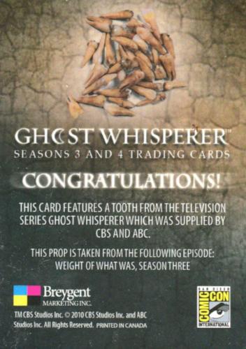 Ghost Whisperer Seasons 3 & 4 San Diego Comic Con Tooth Prop Card   - TvMovieCards.com