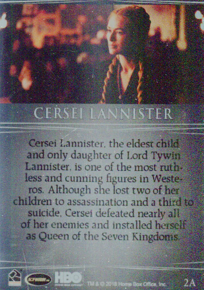 Game of Thrones Season 7 Metallic Case Topper Chase Card 2A   - TvMovieCards.com