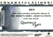 James Bond 2009 Archives Mr. White Triple Relic Card QC11 #134/625   - TvMovieCards.com