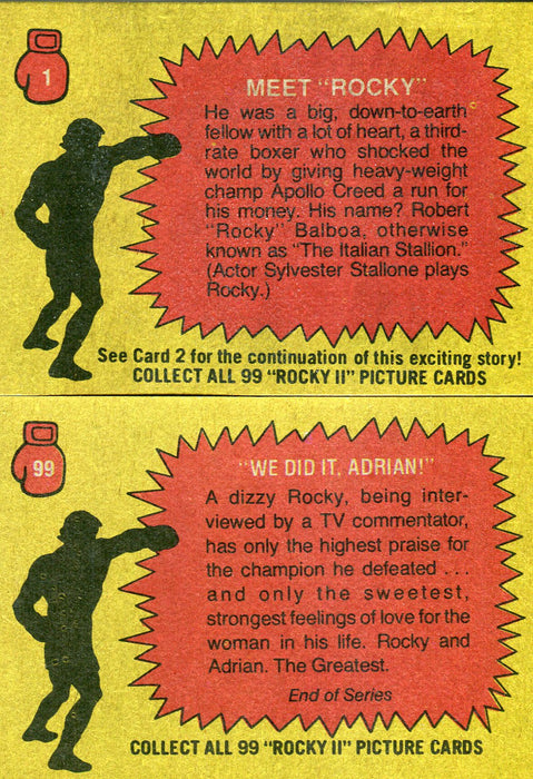Rocky II Movie 2 Vintage Trading Card Set 99 Cards Topps 1979   - TvMovieCards.com