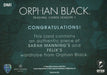 Orphan Black Season 1 Sarah & Felix Double Wardrobe Costume Card DM1   - TvMovieCards.com