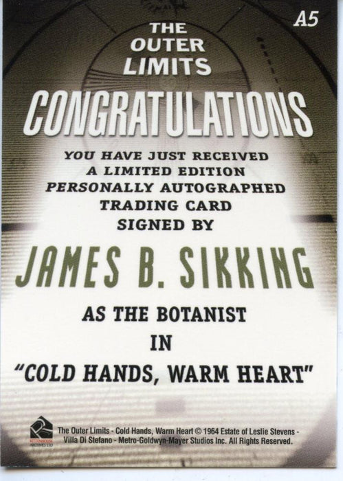Outer Limits Premiere Autograph Card A5 James B. Sikking as The Botanist   - TvMovieCards.com