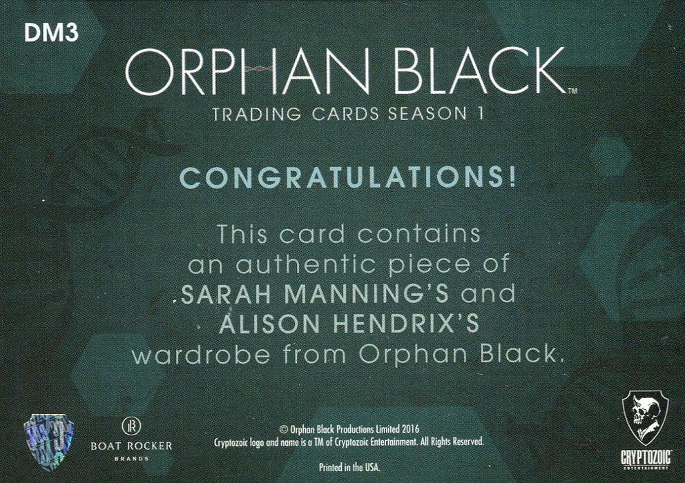 Orphan Black Season 1 Sarah & Alison Double Wardrobe Costume Card DM3   - TvMovieCards.com