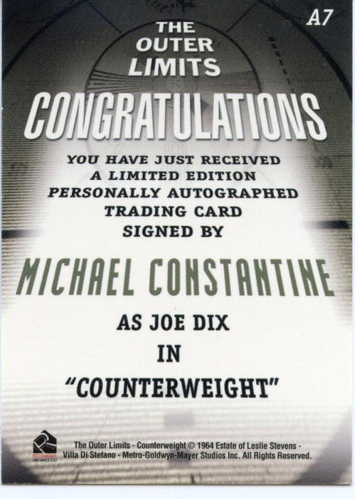 Outer Limits Premiere Autograph Card A7 Michael Constantine as Joe Dix   - TvMovieCards.com