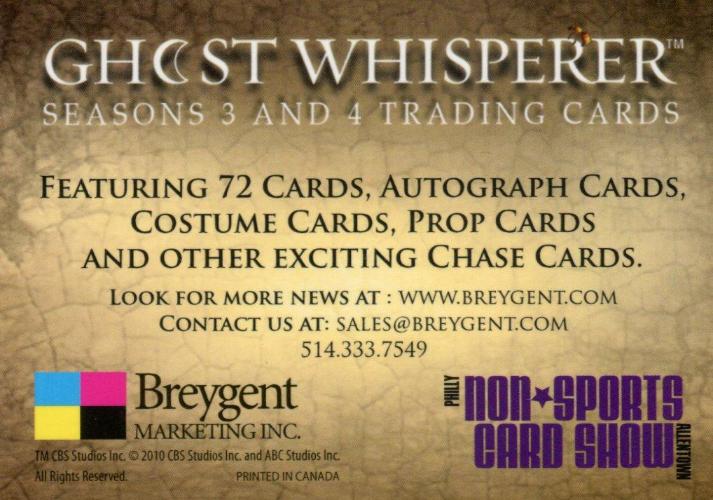 Ghost Whisperer Seasons 3 & 4 Philly Non Sports Card Show Promo Card   - TvMovieCards.com
