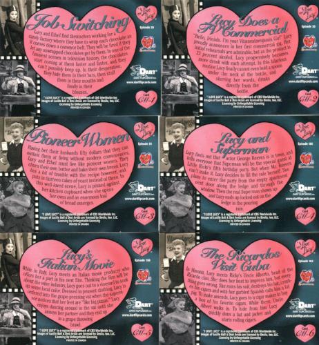 Lucy I Love Lucy 50th Anniversary Classic Moments Chase Card Set CM-1 thru CM-6   - TvMovieCards.com