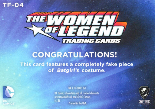 DC Women of Legend Totally Fabricated Batgirl Binder Insert Costume Card TF-04   - TvMovieCards.com