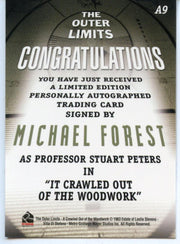 Outer Limits Premiere Autograph Card A9 Michael Forest Professor Stuart Peters   - TvMovieCards.com