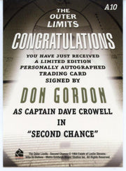 Outer Limits Premiere Autograph Card A10 Don Gordon as Captain Dave Crowell   - TvMovieCards.com