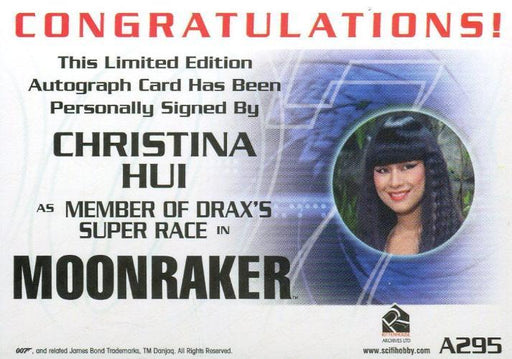 James Bond Archives Spectre Christina Hui Autograph Card A295   - TvMovieCards.com
