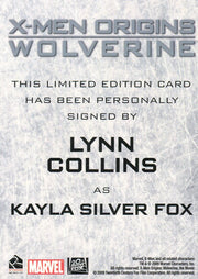 X-Men Origins: Wolverine Autograph Card Lynn Collins as Kayla Silver Fox   - TvMovieCards.com