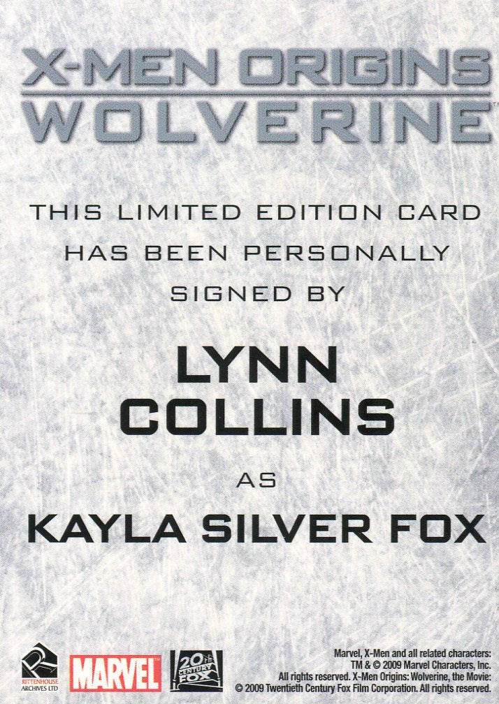 X-Men Origins: Wolverine Autograph Card Lynn Collins as Kayla Silver Fox   - TvMovieCards.com