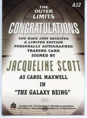 Outer Limits Premiere Autograph Card A12 Jacqueline Scott as Carol Maxwell   - TvMovieCards.com