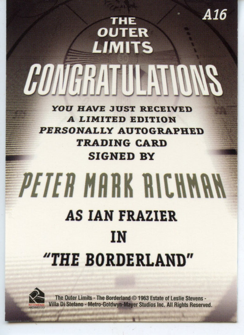 Outer Limits Premiere Autograph Card A16 Peter Mark Richman as Ian Frazier   - TvMovieCards.com