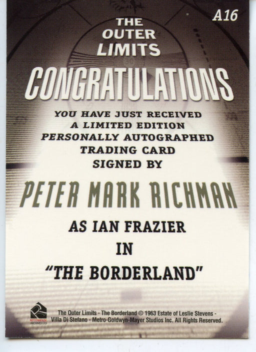Outer Limits Premiere Autograph Card A16 Peter Mark Richman as Ian Frazier   - TvMovieCards.com
