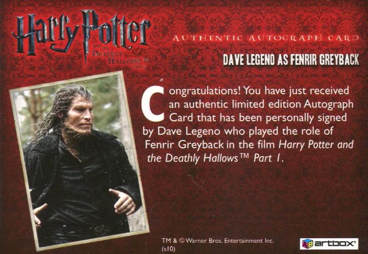 Harry Potter Deathly Hallows 1 Dave Legano Autograph Card   - TvMovieCards.com