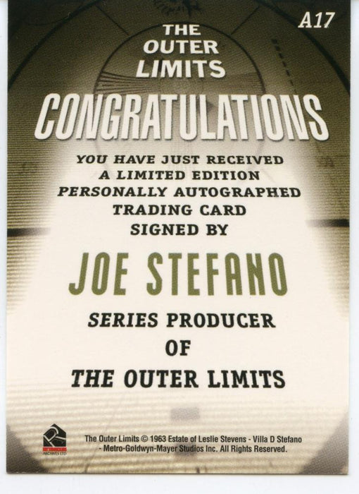 Outer Limits Premiere Autograph Card A17 Joe Stefano Series Producer   - TvMovieCards.com