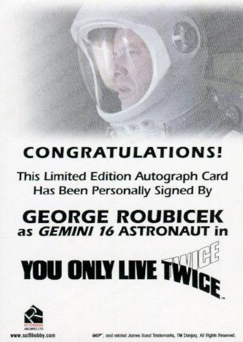 George Roubicek Autograph Card James Bond Archives Spectre George Roubicek as Astronaut Autograph Car ...