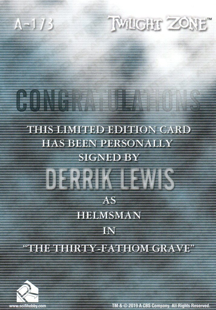 Twilight Zone Archives 2020 Derrik Lewis as Helmsman Autograph Card A-173   - TvMovieCards.com