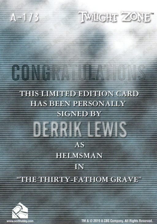 Twilight Zone Archives 2020 Derrik Lewis as Helmsman Autograph Card A-173   - TvMovieCards.com