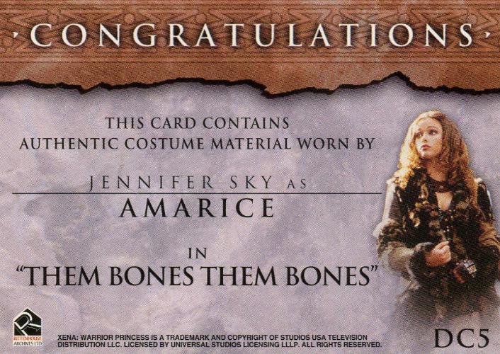 Xena Beauty and Brawn Jennifer Sky as Amarice Double Costume Card DC5 (Dark)   - TvMovieCards.com