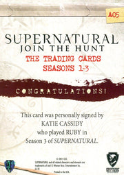 Supernatural Seasons 1-3 Join The Hunt Kate Cassidy as Ruby Autograph Card A05   - TvMovieCards.com