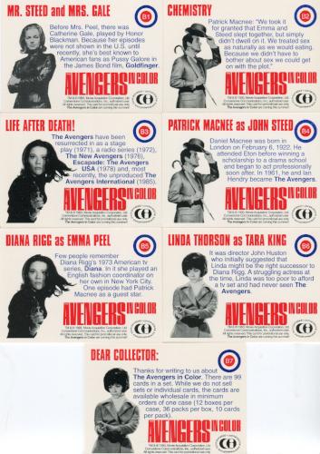 Rare 1993 Cornerstone The Avengers in Color Promo Cards Lot - B1 B2 B3 B4 B5 B6 - TvMovieCards.com