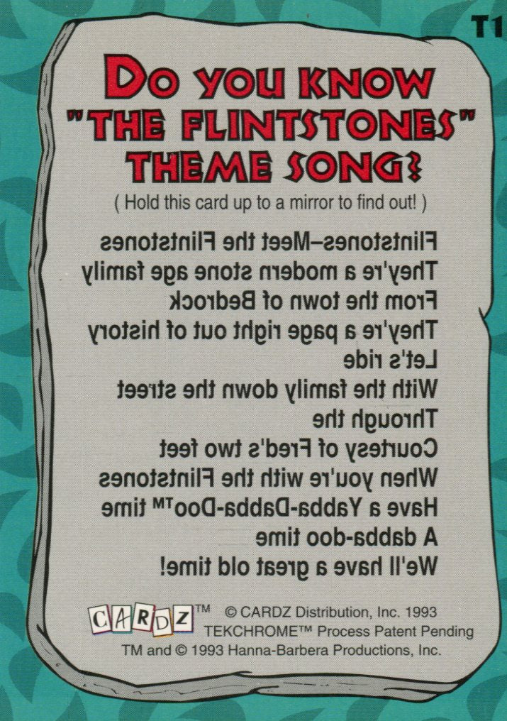 Flintstones Tekchrome Chase Card T1   - TvMovieCards.com