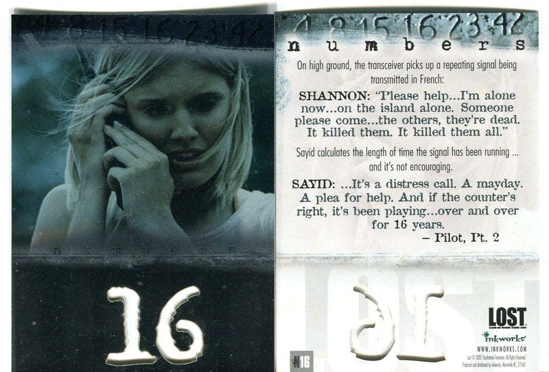 Lost Season 1 One Numbers Die-Cut Trading Card Singles- #4 #8 #16 #23 #42 #16  - TvMovieCards.com