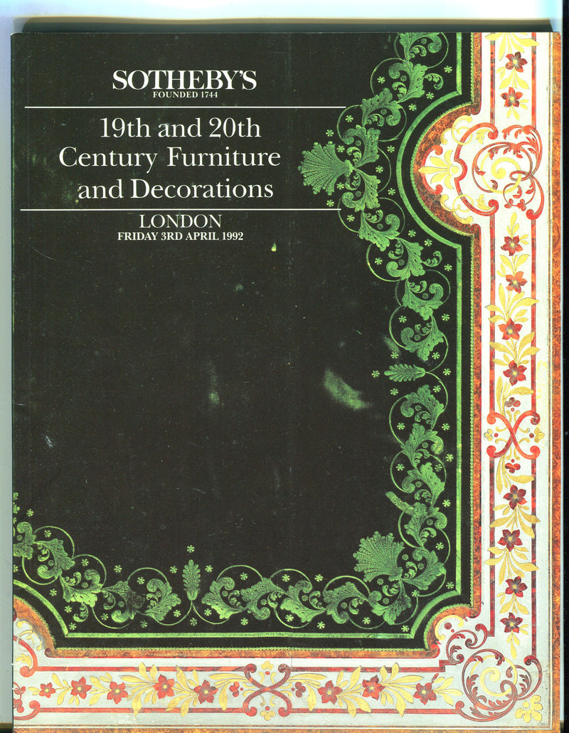Sothebys Auction Catalog April 3 1992 19th & 20th Century Furniture Decorations   - TvMovieCards.com