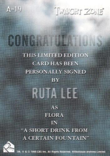 Twilight Zone Premiere Edition Ruta Lee Autograph Card A-19   - TvMovieCards.com