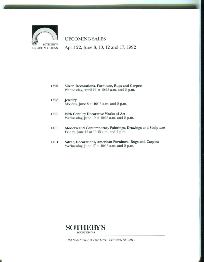 Sothebys Auction Catalog April 5 1992 American Paintings Drawings Sculpture   - TvMovieCards.com