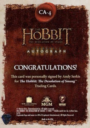 Hobbit Desolation of Smaug Director Andy Serkis Autograph Card CA-4   - TvMovieCards.com