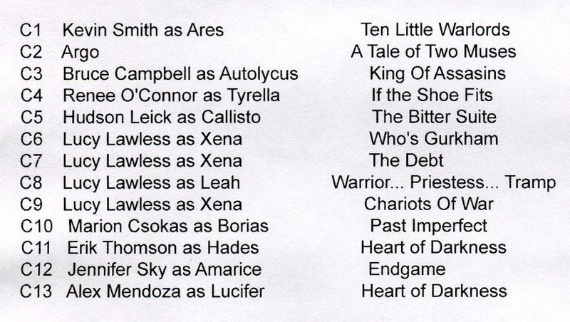 Xena Beauty and Brawn Costume Card Set 13 Cards C1 - C13   - TvMovieCards.com