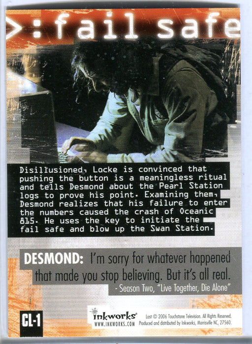 Lost Season 2 Two Foil Chase Card Case Loader / Case Topper CL1 Fail Safe Inkwor   - TvMovieCards.com