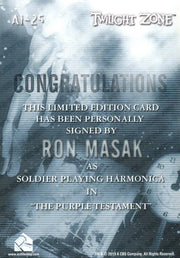 Twilight Zone Archives 2020 Ron Masak One Hand Autograph Card AI-25   - TvMovieCards.com